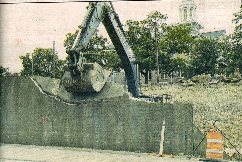 2013: The retaining wall along the west side of Route 47 just south of Van Emmon was torn down to make way for widening of the highway. It had been in place since the 1920s. (Shaw Local News Network file photo)
