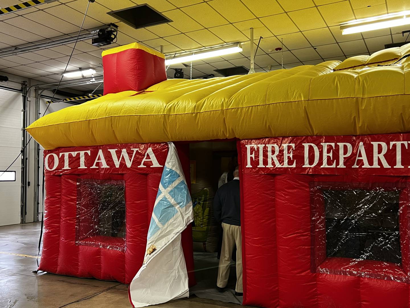 The Ottawa Noon Rotary and Ottawa Sunrise Rotary Clubs partnered with the Ottawa Fire Department to purchase an inflatable fire education house.