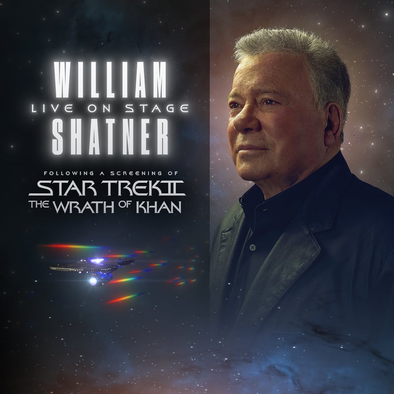 Promotional art announces William Shatner's appearance at the Rialto Square Theatre in Joliet on Oct. 29. March 24, 2026