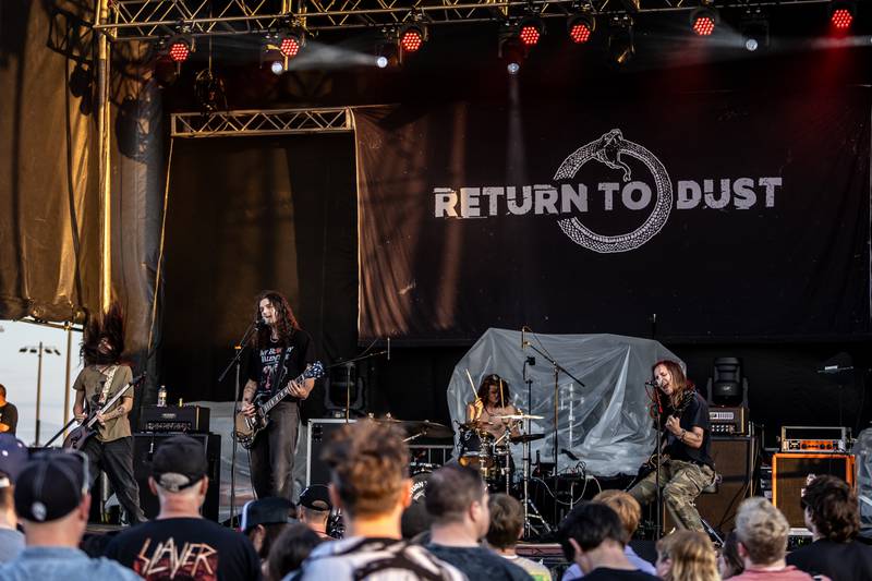 Return to Dust performs at Busey Bank Field at Joliet Memorial Stadium during Taste of Joliet on June 20, 2025.