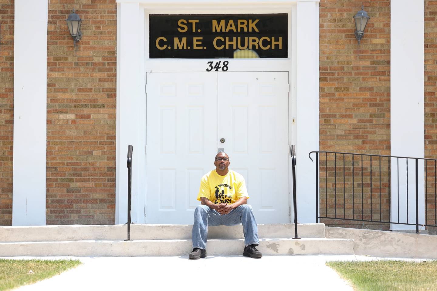 Jaron Nabors stands outside St. Mark CME Church on Wednesday, June 7, 2023, in Joliet.