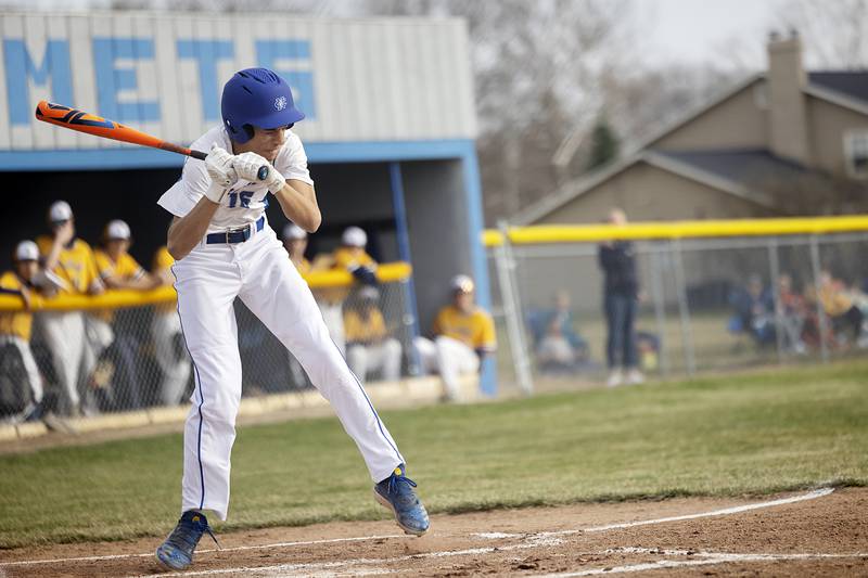 Newman’s Isaiah Williams is hit with a pitch against Sterling Tuesday, March 12, 2024.