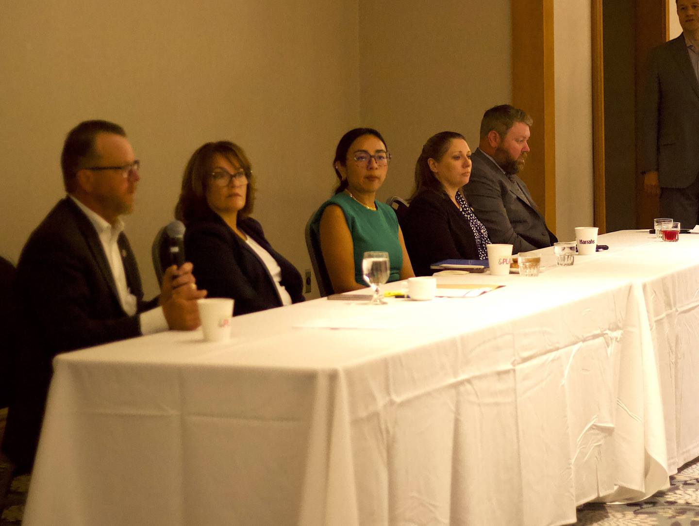 Four state lawmakers in Will County on Wednesday, June 25, 2025, at Harrah's Casino in Joliet. The Joliet Region Chamber of Commerce Industry hosted an event the lawmakers addressed several topics, including the state budget.