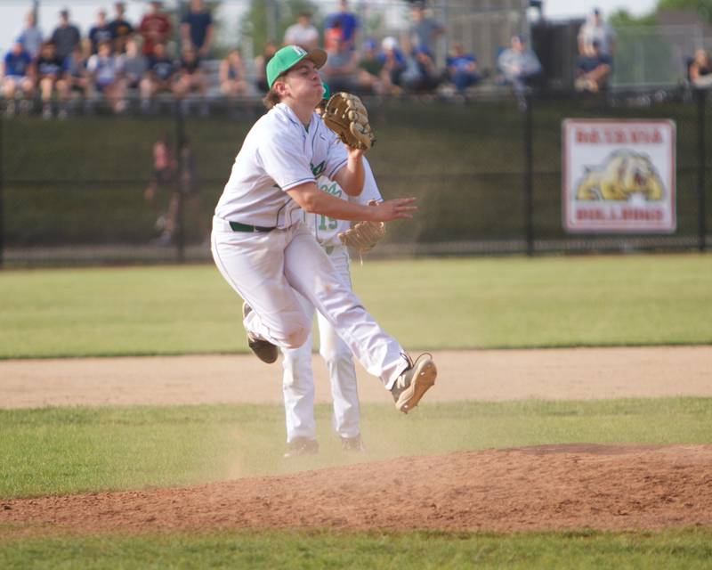 York's Nick Allen makes a running throw to first against St. Charles North at the Class 4A Sectional Final on Friday May 31, 2024 in St. Charles.
