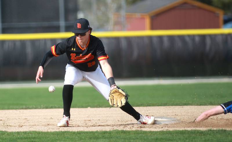 Batavia's Darren Barnes tries to stop a ground ball during a game against St. Charles North on Thursday, April 24, 2025 in Batavia.