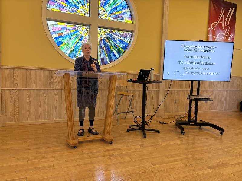Rabbi Maralee Gordon speaks during FaithBridge's Thanksgiving program Nov. 23, 2025 in Crystal Lake.