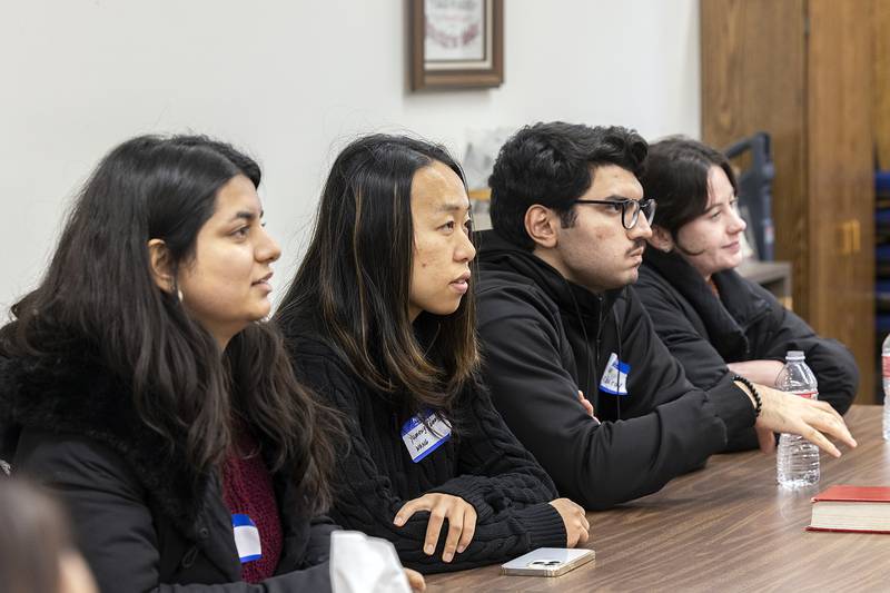 International students from the University of Chicago wait to meet their host families Wednesday, Nov. 27, 2024, at the Good Shepard Church in Rock Falls. As part of the Rock River Valley International Fellowship, 15 students are spending a few days in the area learning about the American holiday of Thanksgiving.