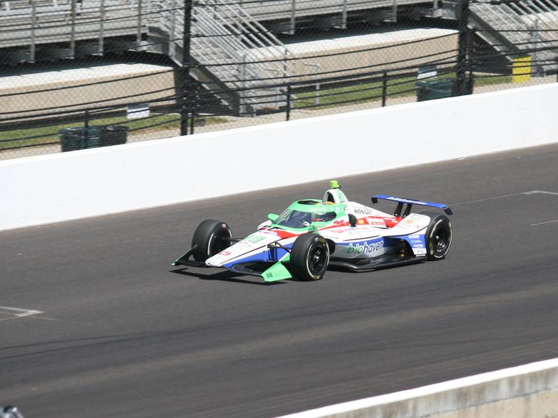 Sting Ray Robb lines up for the first turn in Friday's final practice for the Indianapolis 500.