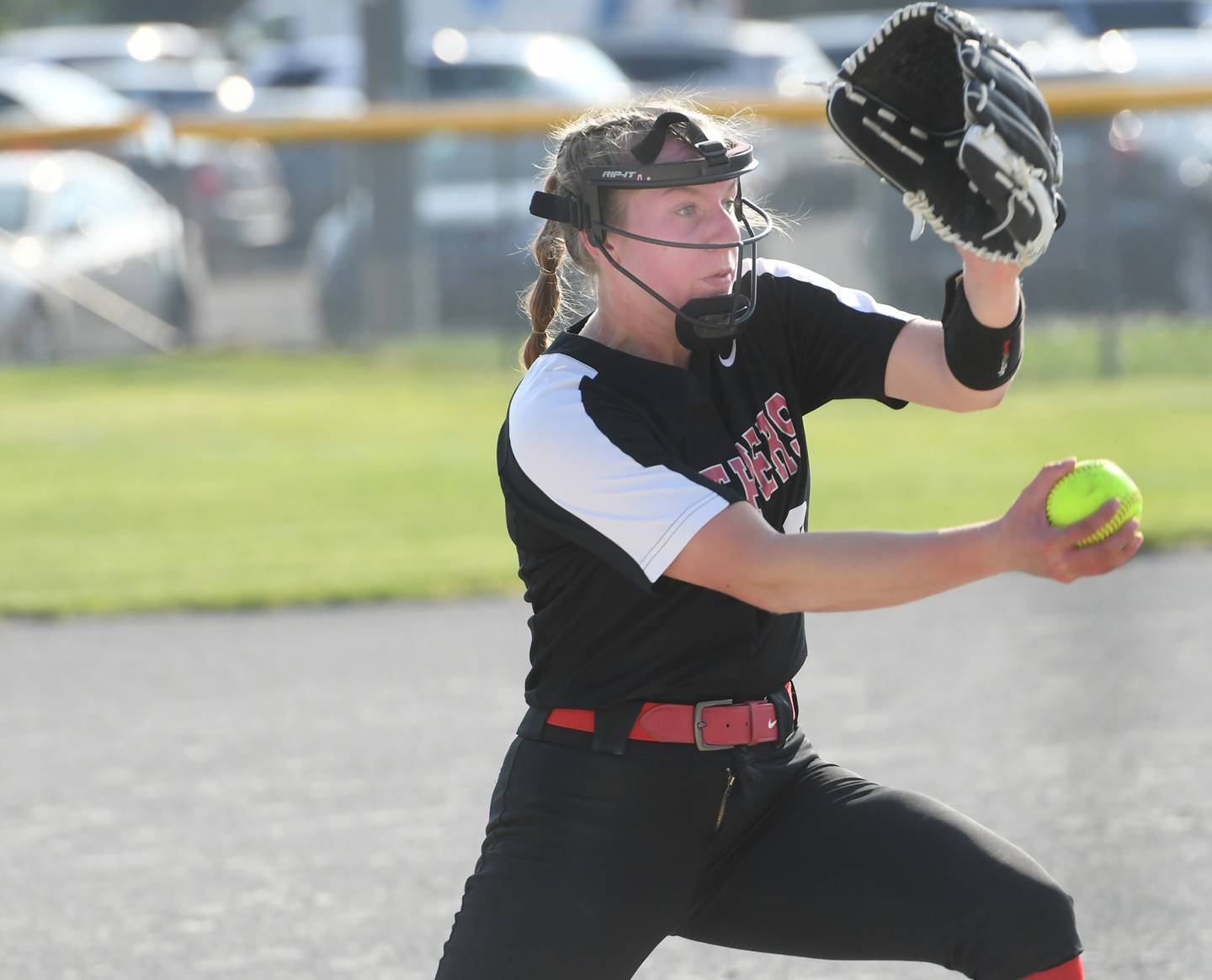 Erie-Prophetstown's Aylah Junes pitches during May 12 action against Rockridge.