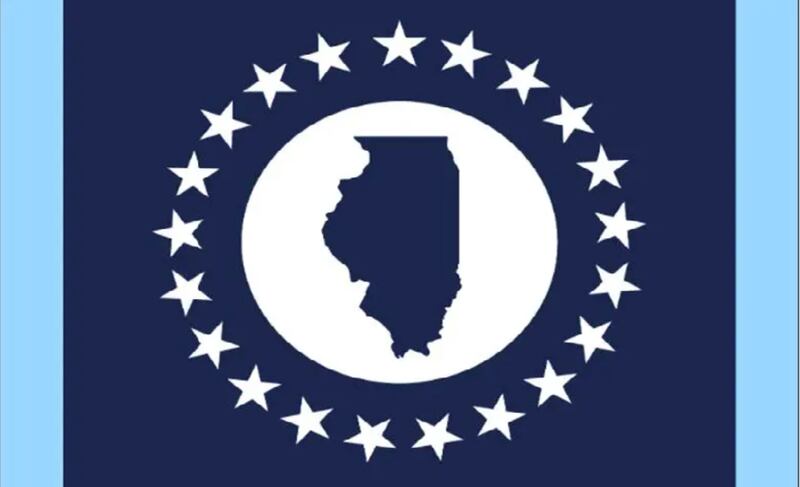 RELATIONSHIP TO ILLINOIS:
I have lived in Illinois for my entire life (40 years). I grew up in Naperville and then moved to Chicago where I lived for about 18 years before moving to Des Plaines.

EXPLAIN THE MEANING BEHIND YOUR FLAG:
My flag uses a silhouette design of the state of Illinois as the focal point. I always felt Illinois had a distinct outline. 21 stars circle the state to symbolize it being the 21st state to enter the Union. Additionally, I used the circular design to symbolize Illinois being a kind of center of the country, whether it is geographically or from Chicago serving as a hub for train and air traffic. Finally, the blue edges represent the Mississippi River and Lake Michigan which flank the state.