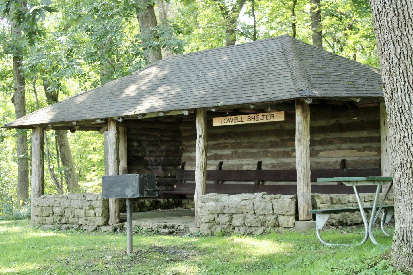 Lowell Shelter, a limestone structure situated atop the Overlook  is seen Wednesday at Lowell Park. The shelter is accessible via Hairpin Road within Lowell Forest and is one of the six place that will be part of a driving tour Sunday highlighting the park's historic sites.