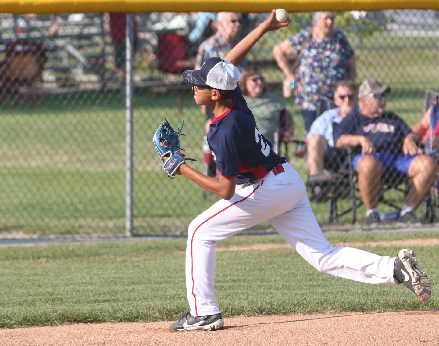 Streator All-Stars pitcher Ben Mascote fires a pitch to Ottawa American during the District 20 championship game Sunday, July 14, 2024, at Washington Park in Peru.