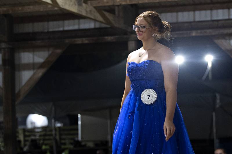 Lauren Brinkmeyer, 16, competes in the Ogle County Queen pageant Thursday, July 30, 2025, at the Ogle County Fairgrounds.