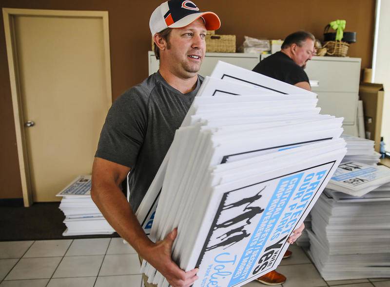 Brian Nagra shown in 2014 while doing work in support of a Joliet Park District referendum.