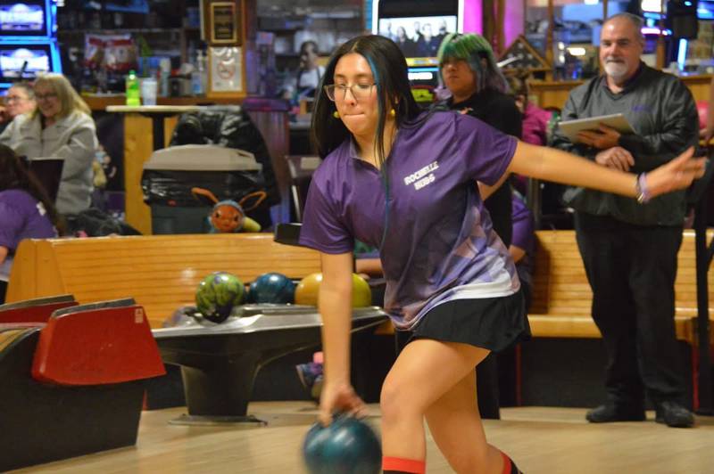 Rochelle's Alex Soto releases a shot during a recent bowling meet.