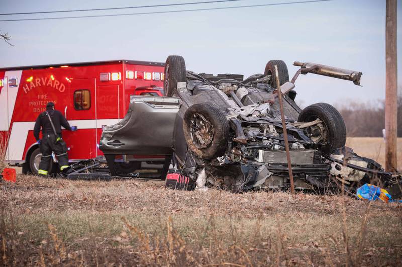 A teenager and a child were hospitalized after a crash near Harvard Thursday Jan. 9, 2025.