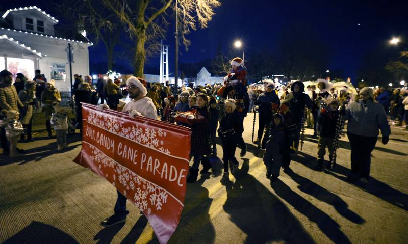 Bob’s Candy Cane Parade kicks off during the annual Christmas Walk Friday, Dec. 6, 2024 in Geneva.