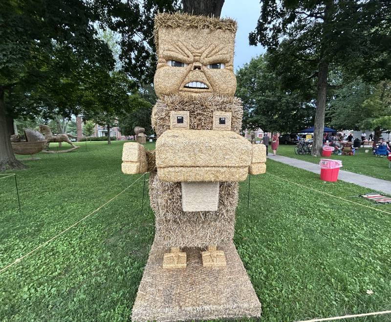 “Chicken Jockey” won the 2025 U.S. National Straw Sculpting Competition in Mt. Morris. It was created by Danica and Mark Rogers of Rochelle.