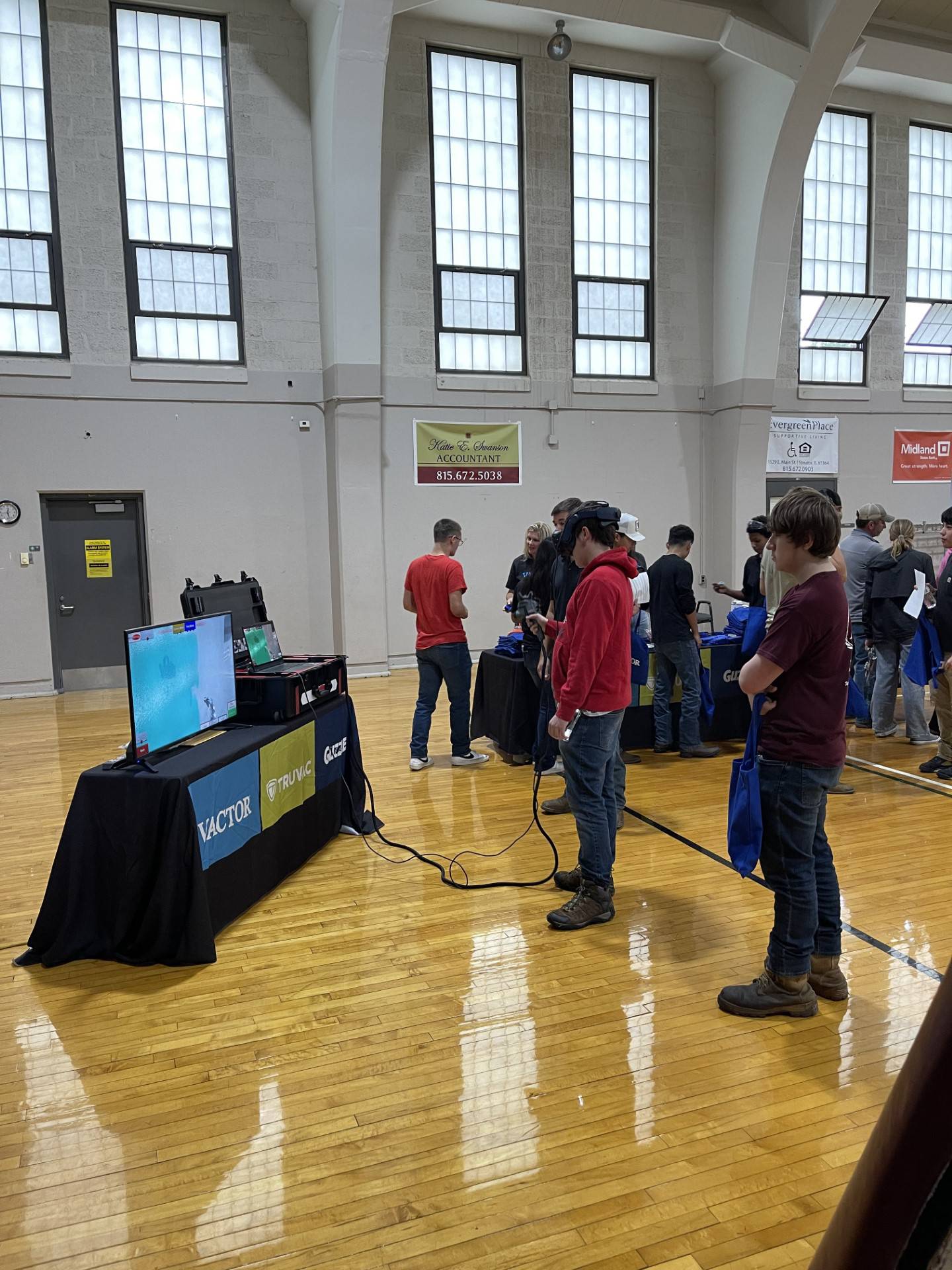 Students played with welding and painting simulators from Vactor Manufacturing on Thursday, Oct. 5, 2023, to get a taste of what those jobs are like during a Manufacturing Day at the Streator Incubator.