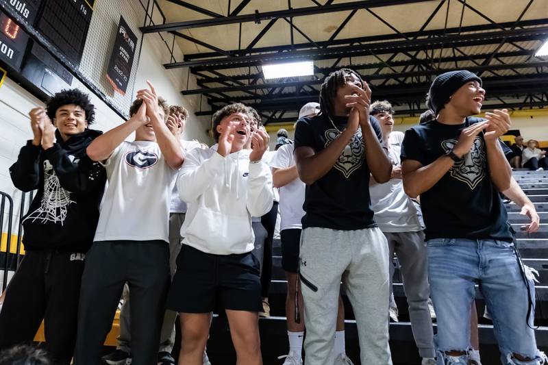 Joliet West fans cheer on the varsity volleyball team during their home game against Joliet Catholic on Sept. 4, 2025.