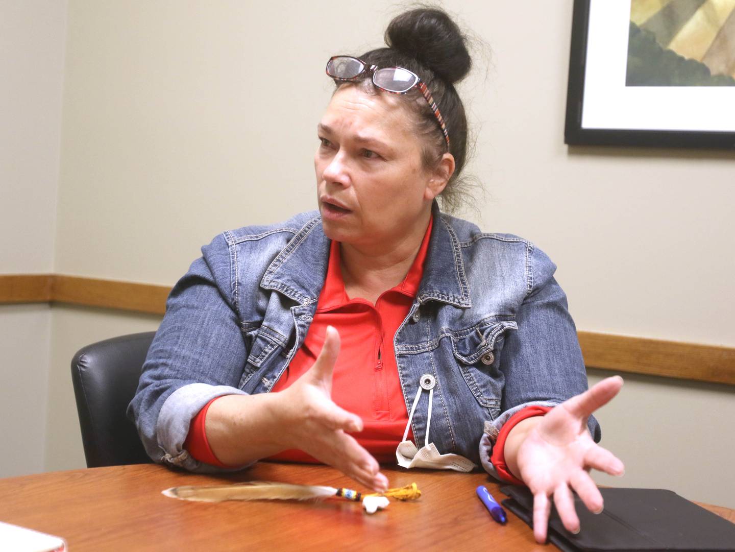 DeKalb County Board member Terri Mann-Lamb, part of the Ramapough Lenape Nation, a band of the Munsee people who originally settled in New Jersey thousands of years ago, talks Tuesday, Oct. 26, 2021, about issues facing Native Americans today.