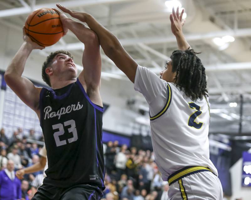 Plano's Cooper Beaty (23) puts up a shot during their Plano Christmas Classic semi-final basketball game between Yorkville Christian at Plano Monday, Dec 29, 2025 in Plano.