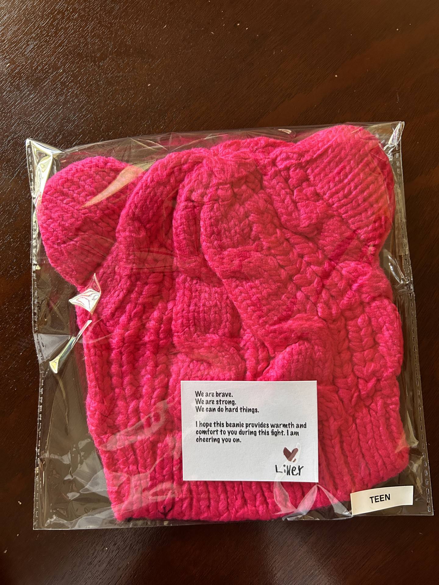 Sample beanie of the ones the family gave out last year.