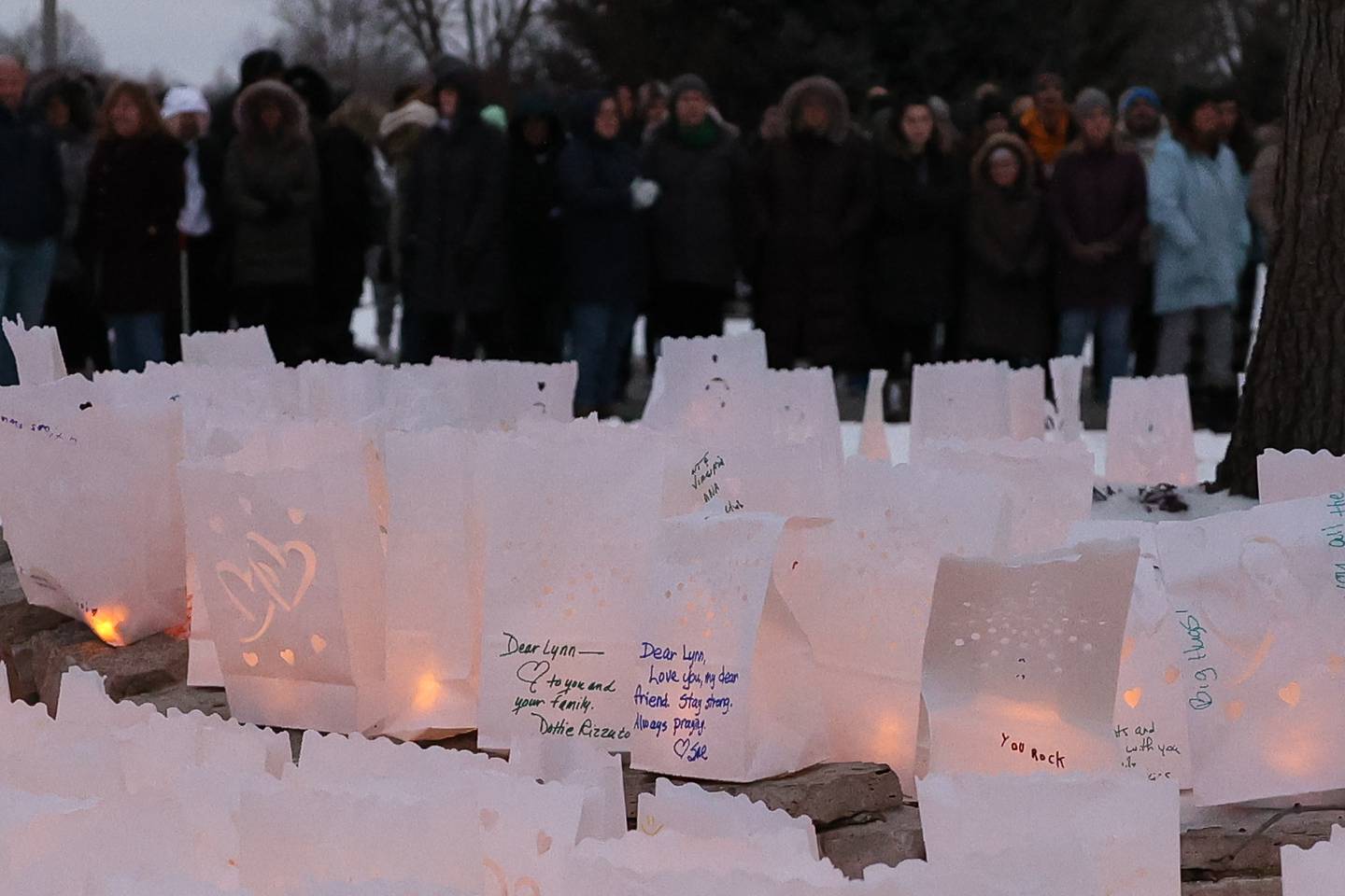 Over a hundred lanterns are placed outside Lynn Smith’s home in Plainfield in a show of support. Lynn is battling stage 4 colon cancer.