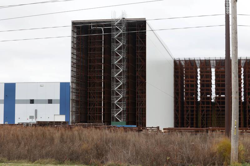 An updated look at construction of the east side of the Kraft Heinz Company distribution center Friday, Nov. 22, 2024, at the corner of Gurler and Peace Roads in DeKalb.