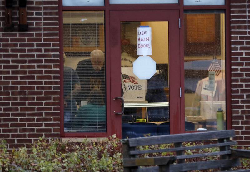 People vote on Tuesday, Nov. 5, 2024, at the Johnsburg Public Library.