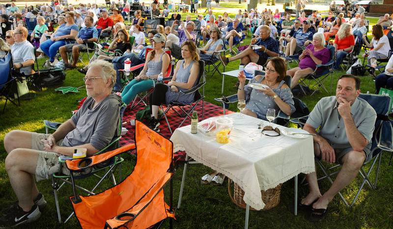 A large crowd enjoys the Stone Soup Shakespeare company’s performance of “The Taming of the Shrew” on Saturday, July 7 at Island Park in Geneva.