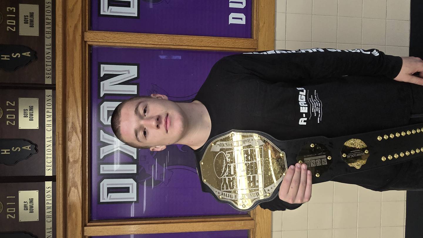 Dixon running back Landon Knigge is the Friday Night Drive Team of the Week MVP after rushing for a single-game school record 447 yards with five touchdowns in a 58-20 win over Genoa-Kingston.