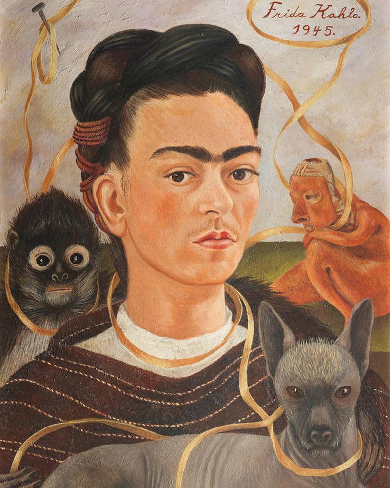 [Frida Kahlo's "Self Portrait with Small Monkey" is a 1945 oil on Masonite work from the Museo Dolores Olmedo in Mexico, copyright 2018 Banco de México, Diego Rivera and Frida Kahlo Museums Trust, Mexico City, Mexico.]

The center's Cleve Carney Art Gallery will be expanded to accommodate the 26 works from the Museo Dolores Olmedo, a museum in Mexico City that holds the largest private collection of the late artist's works, according to COD.

After surviving polio at age 6, Kahlo was in a streetcar accident at age 18, causing a broken spine among many injuries that led to 30 surgeries throughout her life. Initially bedridden for months, Kahlo was encouraged by her parents to take up painting to pass the time. Using a mirror placed above her bed, she would become best known for self-portraits highlighting themes of identity, politics, sexuality and death.