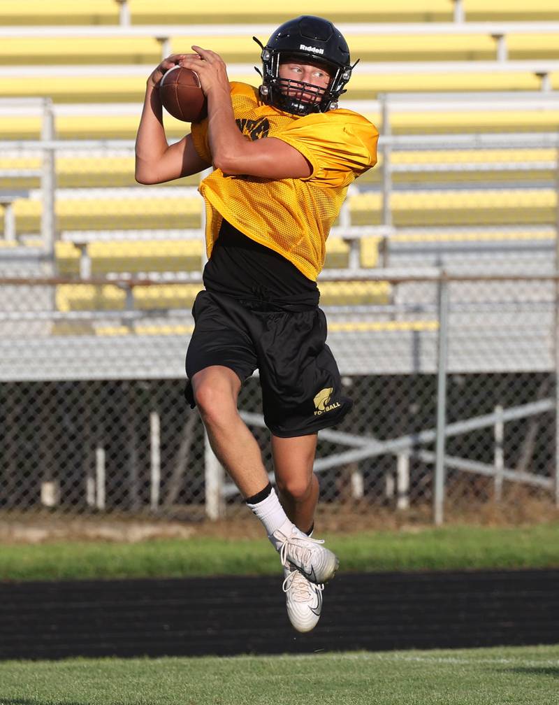 Lena-Winslow and Byron scrimmage Thursday, July 24, 2025, during a joint practice with Byron, Lena-Winslow and Sycamore at Sycamore High School.