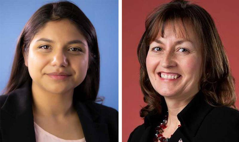 Forest Preserve District of Will County Board Commissioners Destinee Ortiz, left, and Judy Ogalla, right will each serve one year of a two-year presidency on the board starting with Ortiz following a reorganization meeting on Dec. 19, 2024.