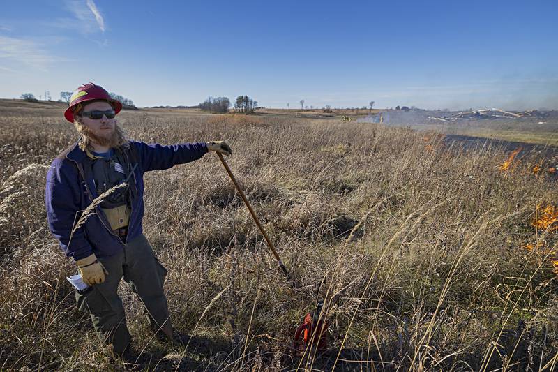 Burn boss Phil Nagorny oversees the operation Tuesday, Nov. 14, 2023 at the grasslands.