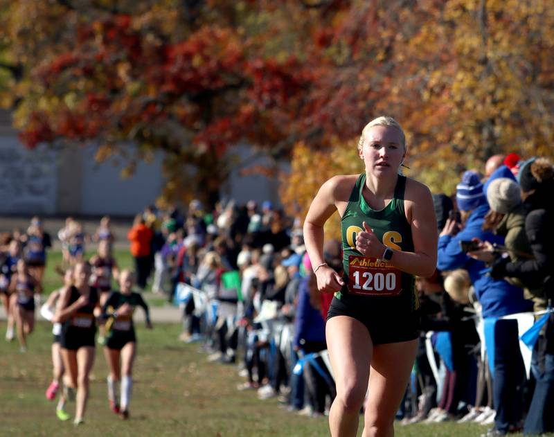 Crystal Lake South’s Abby Machesky runs in a Class 2A Sectional Cross Country Meet at Emricson Park in Woodstock Saturday.