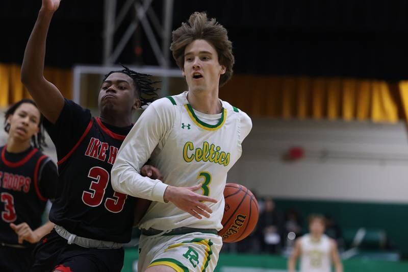 Providence’s Collin Moran drives to the basket against Eisenhower on Wednesday 1st, 2023.