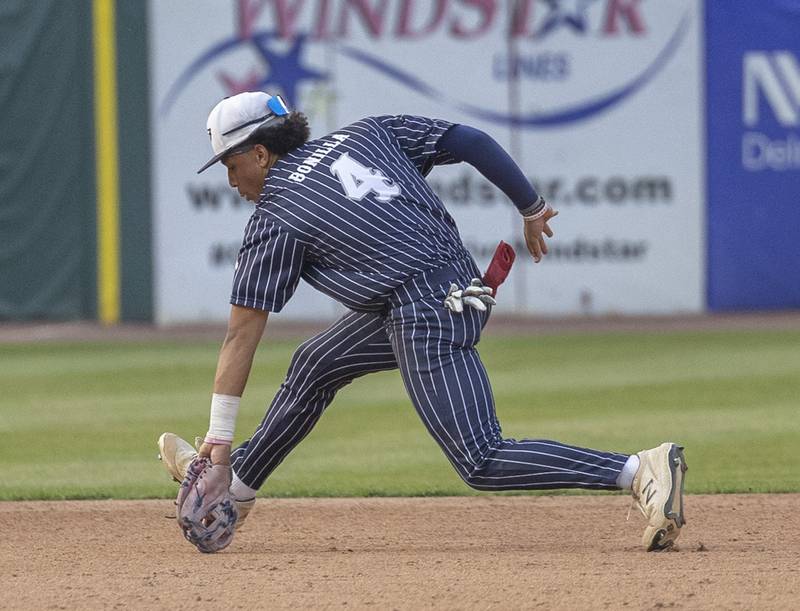 Chicago Hope’s Dominic Bonilla makes a play at short against Newman Monday, June 2, 2025, during the Class 2A Supersectional at Northwestern Medicine Field in Geneva.