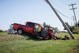 Crash into utility pole shuts down part of Route 14 in Harvard