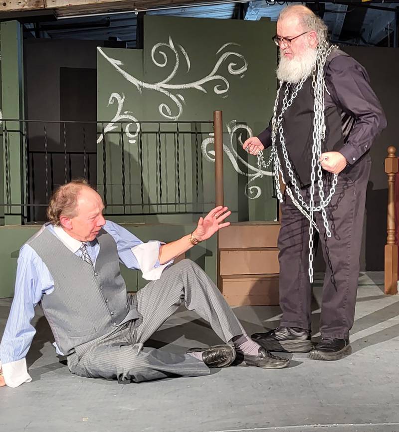Rob Nowak (from left) and Steve Sturm appear in "A Christmas Carol," presented by Albright Community Theatre in Batavia.