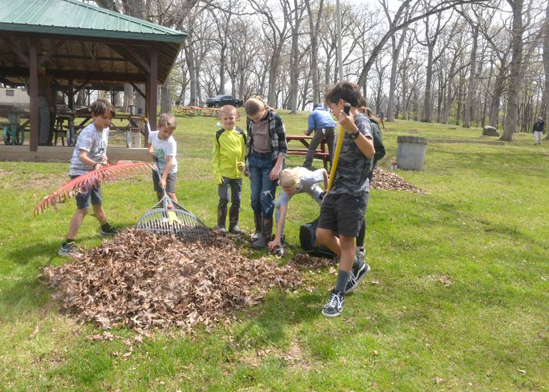 It was 'all hands on deck'  Friday, April 28 when Ogle County residents and county officials worked together to clean up Weld Park, the county's only park. Kids helping with the clean-up project were: Quade Hogan, Madeline Hogan, Quintin Hogan, Quest Hogan, Avery Hogan, and Harper Hogan along with Bowen and Addlyn Hardy.