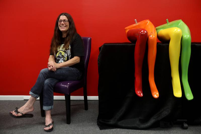 Megan Miller inside the Hideous Heart on Friday, Aug. 1, 2025, on Elm Street in McHenry. The shop that sells alternative clothing and accessories, opened in March 2024 and recently moved to a new larger location, nearly quadrupling its floor space.