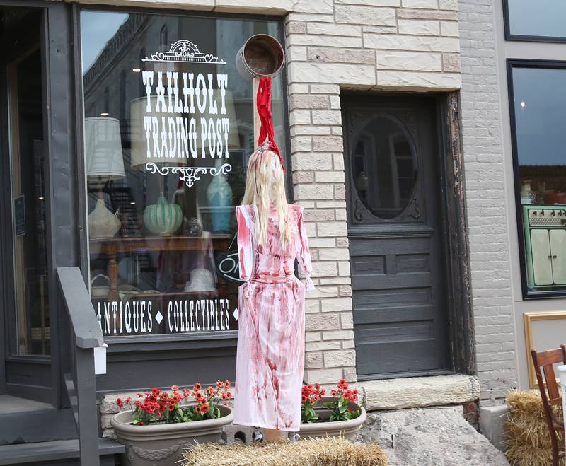 This scarecrow is located at Tailholt Traiding Post on Wednesday, Oct. 11, 2023 in Princeton. The scarecrow is part of  the Princeton Area Chamber of Commerce's Scarecrow Fest.