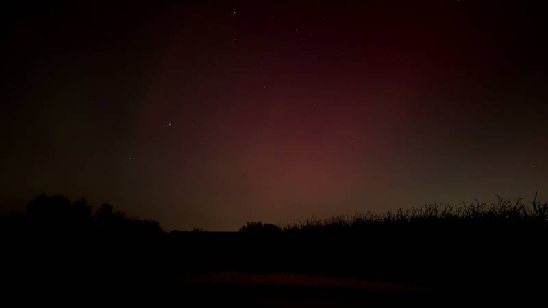 Daily Chronicle reader Dennis Flink captured this photo Thursday, Oct. 10, 2024, of the Northern Lights on the DeKalb County side of County Line Road, between Heal and Twombly roads. He said they "weren't super visible to the naked eye, but with a camera, even a phone, they were vibrant."