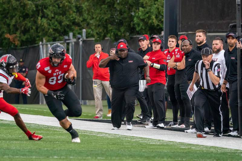 NIU head coach Thomas Hammock in DeKalb Oct. 5.