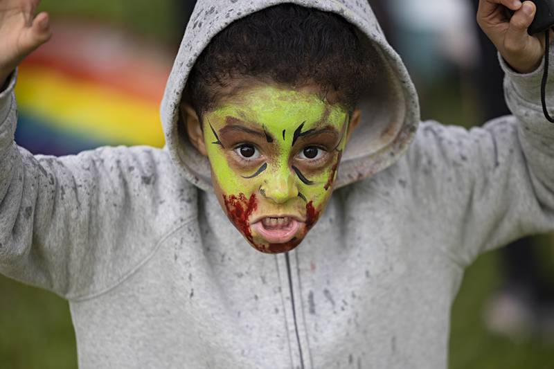 Remy Deatherage, 6, gets scary Saturday, Sept. 16, 2023 to start the 5K run fun.