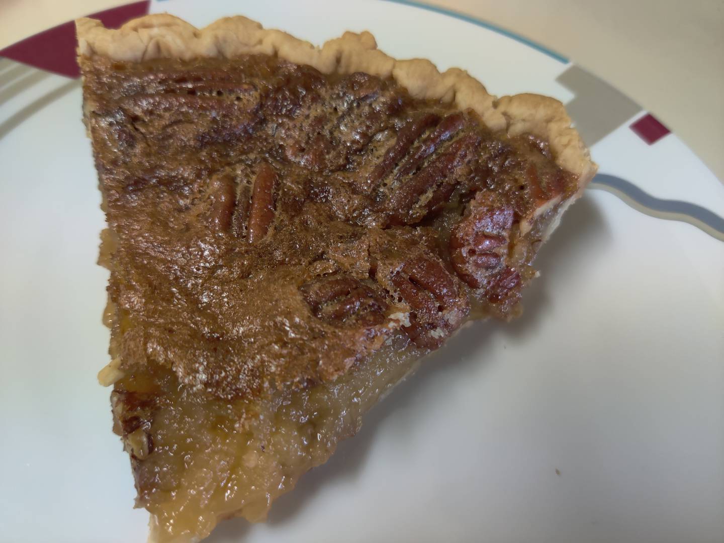 A slice of pecan pie to-go from The Atrium Café in downtown Geneva.