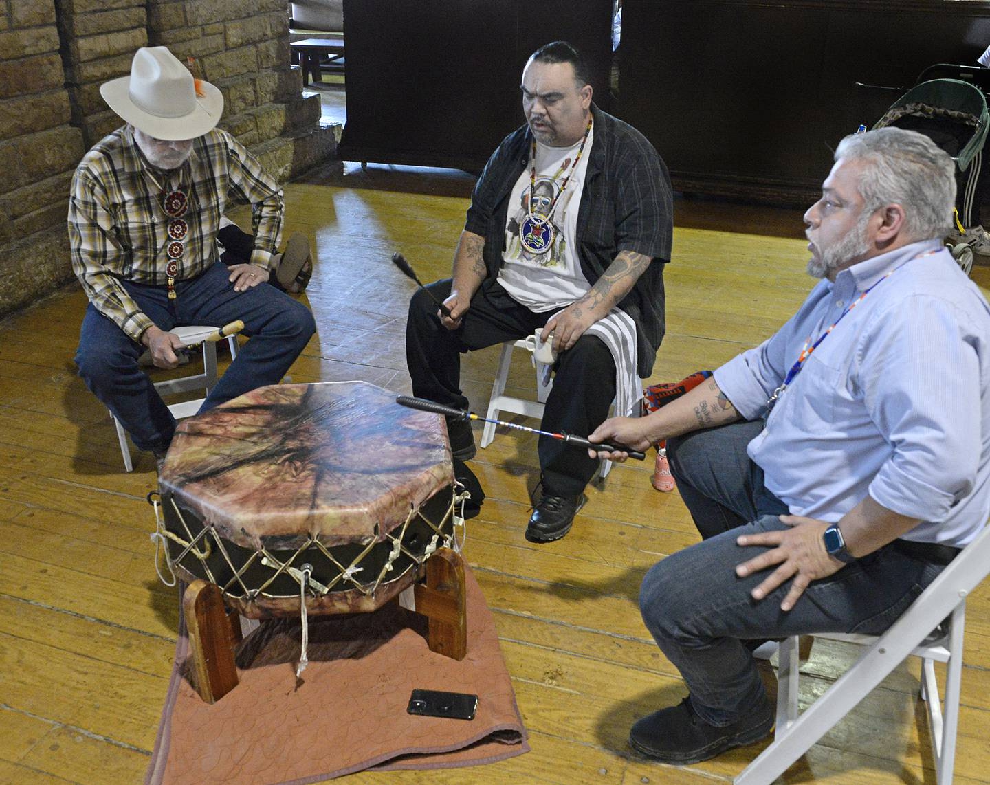 A Native American drum circle was performed Sunday, March 20, 2022, during one of the many dances in The Great Hall at Starved Rock Lodge during an afternoon of Native American Ceremonies.