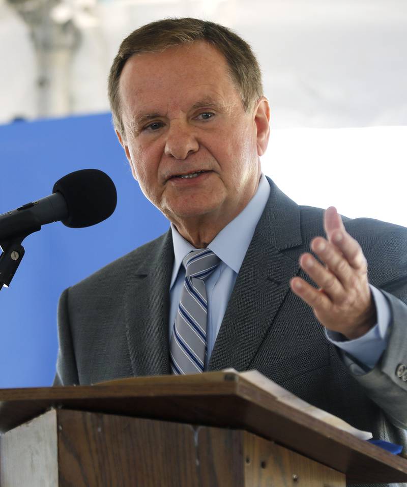 Javon Bea, President and CEO of Mercyhealth, speaks during a ground breaking ceremony for a new Mercyhealth hospital at the intersection of Three Oaks Road and Rt. 31 on Wednesday, June 16, 2021 in Crystal Lake.